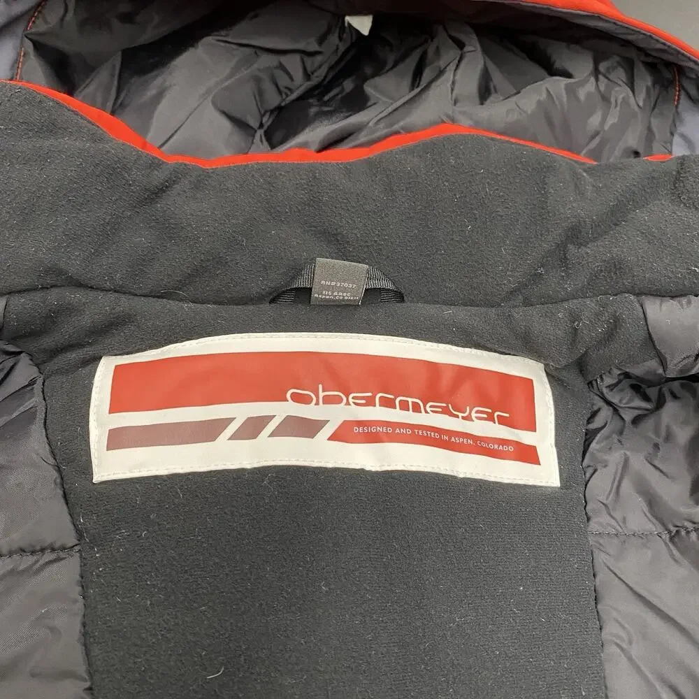 Obermeyer Ski Jacket Boys M 10-12 Red Black RECCO Snowboard Winter Hooded Bright